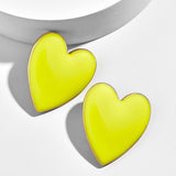 Black White Pink Yellow Heart Stud Earrings