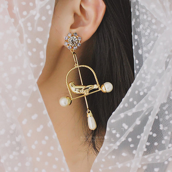 Lovely Birdcage pearl earrings