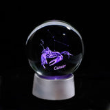 Crystal 12 Zodiac Sign Ball 3D Glass Constellation Globe LED Light Home Decoration Ornament Zodiac Charms Sphere 8CM