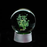 Crystal 12 Zodiac Sign Ball 3D Glass Constellation Globe LED Light Home Decoration Ornament Zodiac Charms Sphere 8CM