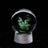 Crystal 12 Zodiac Sign Ball 3D Glass Constellation Globe LED Light Home Decoration Ornament Zodiac Charms Sphere 8CM